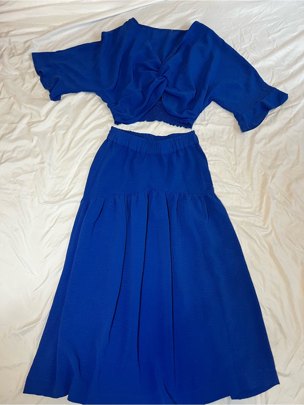 Women's Cobalt Blue Elastic Waist Maxi Skirt set